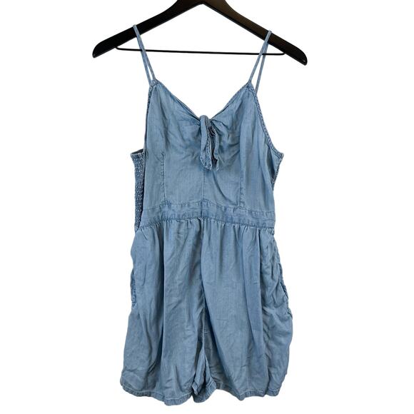 Aerie Size M Lyocell Blue Romper w Pockets Tank Top - Picture 1 of 10